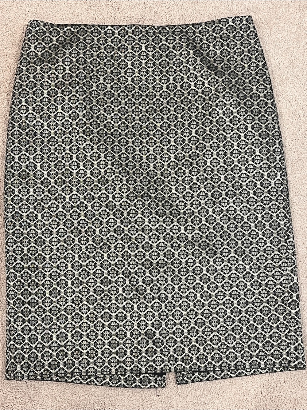 Ann Taylor Jacquar LOFT Skirt sz 10  Black Gold Metallic Brocade Pencil Lined